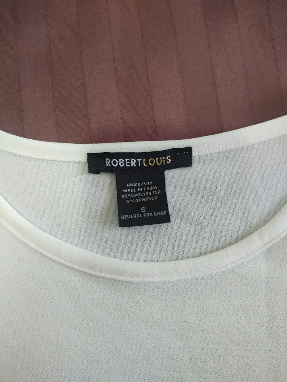 Robert Louis White 3/4 Sleeve Top with Gold Stud Trim | Small - Picture 5 of 7